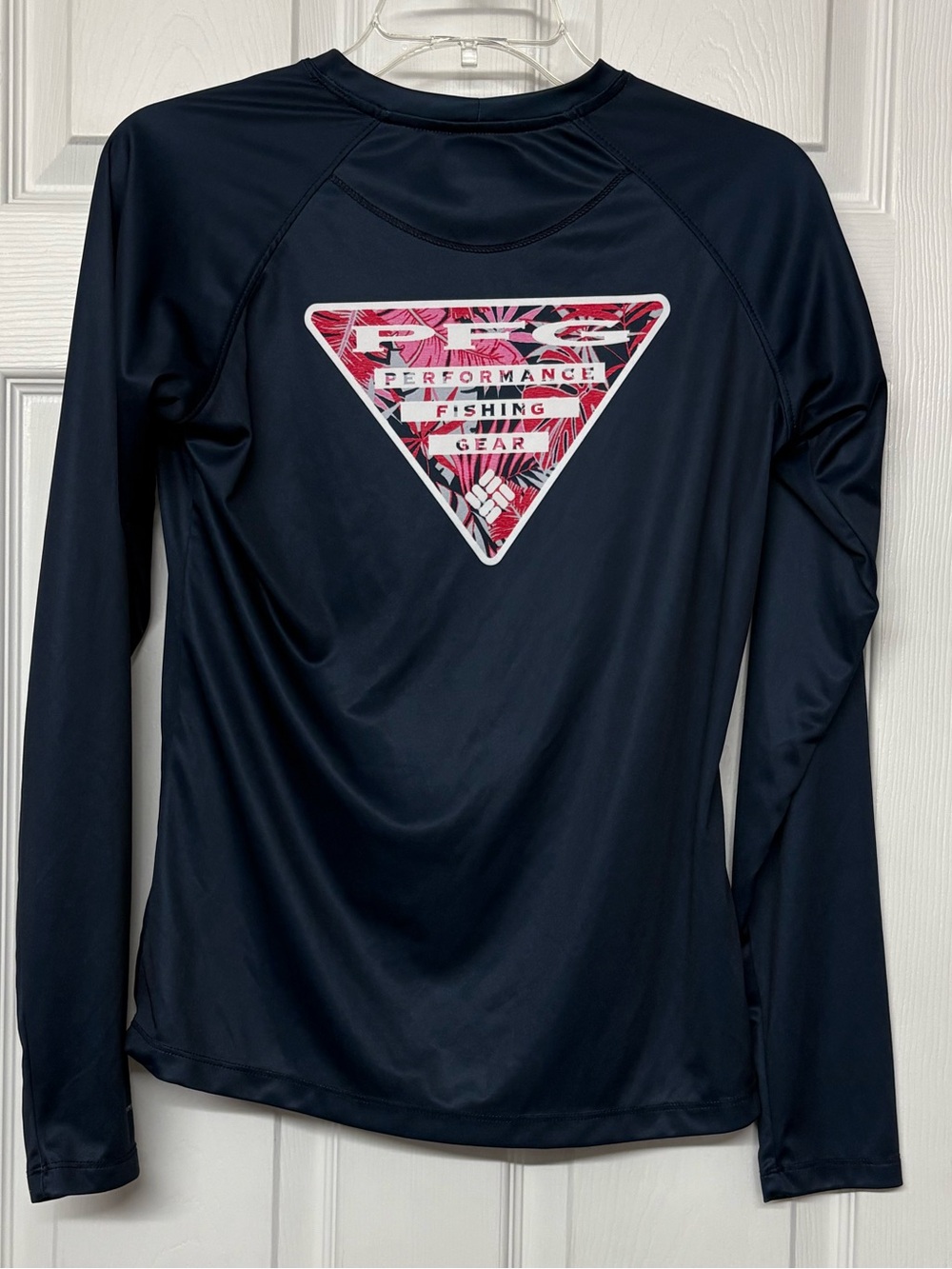 Columbia Omni Shade Navy Blue PFG Activewear Top Rash Guard Sz S